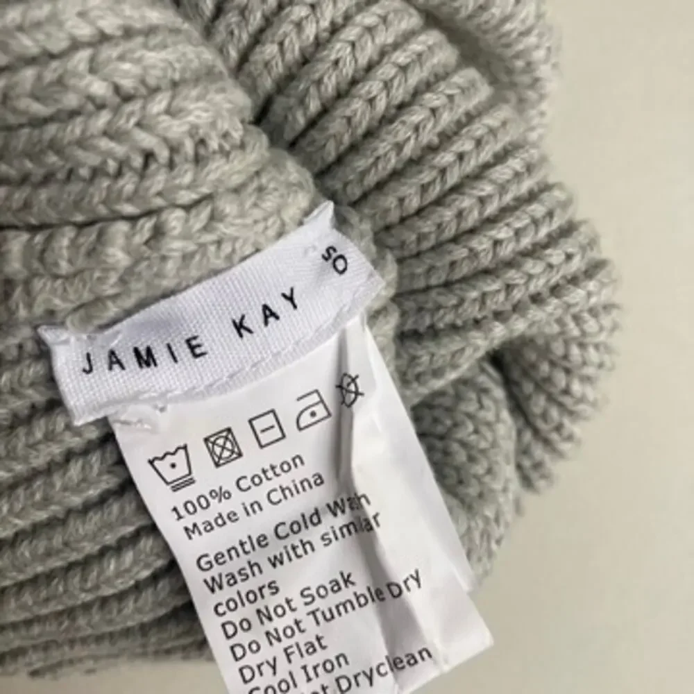 Jamie Kay Simple Rib Beanie Pom Pom Hat - Pale Blue Grey - O/S